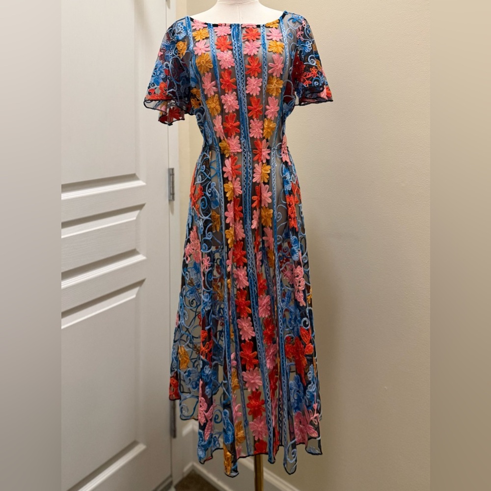 Anthropologie Floral Embroidered Mini Dress - Multicolor - Picture 2 of 4